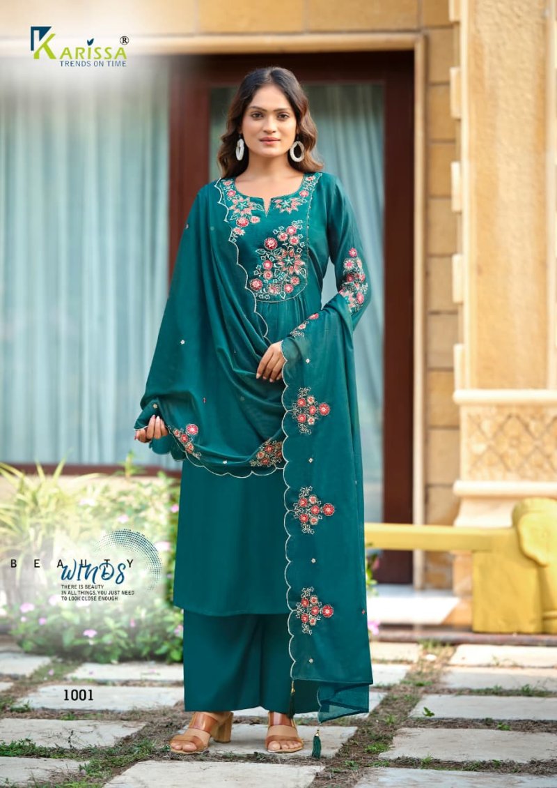 Ajmera By Karissa Viscose Mal Chanderi Kurti With Bottom Dupatta 